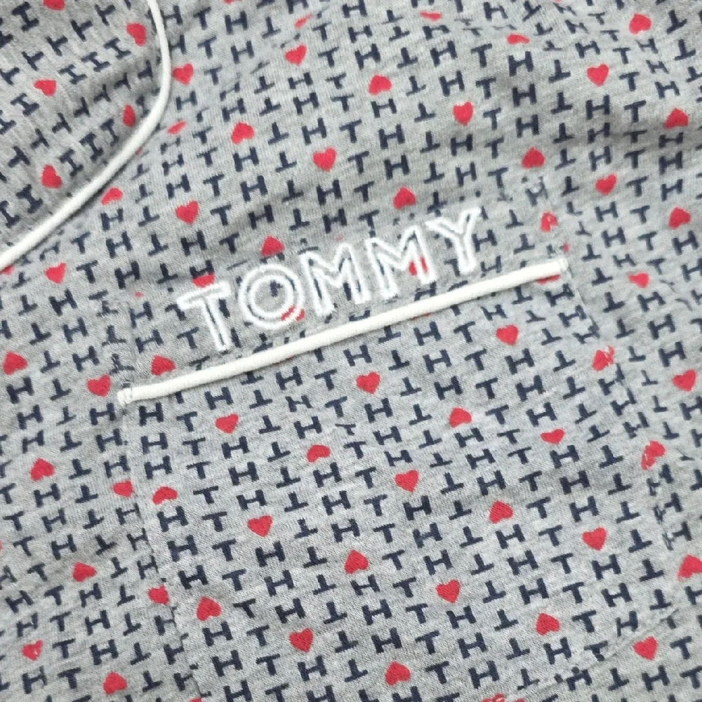 Tommy Hilfiger Grey Sleep Top with Red Heart Print and Navy Trim
